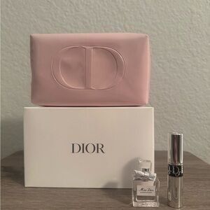 Dior Pink Cosmetic Pouch with 2 Minis